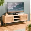 MACABANE ADELE - Meuble TV 2 niches 2 portes toile de jute pieds métal...