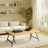 MACABANE HELENA - Table basse plateau en bois pin pieds tréteaux en mé...