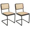 MACABANE PIERRE - Lot de 2 chaises assise bois noir/rotin naturel pied...