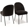 MACABANE ULYSSE - Lot de 2 chaises tissu noir pieds acier noir