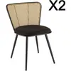 MACABANE LEA - Lot de 2 chaises assise tissu noir large dossier effet ...