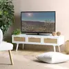 MACABANE SANDRO - Meuble TV blanc 3 tiroirs cannage naturel