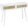 MACABANE SANDRO - Console blanche 2 tiroirs cannage naturel