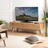 MACABANE ROMEO - Meuble TV couleur naturelle 3 tiroirs bois pin cannag...