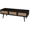 Meuble TV bois noir 3 tiroirs cannage - MACABANE - EMILIO - Scandinave...