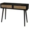 Console noire bois 2 tiroirs cannage - MACABANE - EMILIO - Style Scand...
