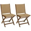 MACABANE VICK - Lot de 2 chaises pliantes acacia huilé et rotin synthé...