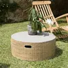 MACABANE HANS - Table basse ronde plateau en béton socle en bambou nat...
