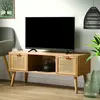 CASAME Meuble TV 2 tiroirs façades rotin - L100 cm - 42 cm X 45 cm X 100 cm - Casâme Bois Clair