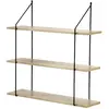 CASAME Étagère Murale 3 Niveaux - Style Industriel - Bois clair et Noir - L60 x H60 cm