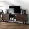Meuble TV façades effet bois lamé L140 cm - 140 cm X 39 cm X 51,5 cm -...