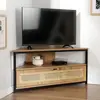 Meuble TV d'angle 1 porte avec cannage rotin L100 cm - 100 cm X 30 cm ...