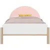 Lit 90cm x 190cm avec éclairage led et tête de lit rose en mélaminé