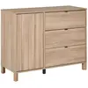 Commode calypso 3 tiroirs 1 porte effet bois chêne doré effet claustra