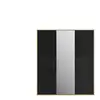 Armoire 3 portes effet bois noir mat avec miroir central