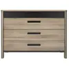 Commode 4 tiroirs effet bois chêne clair avec finition laquée noire