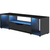 DIAGONE Maisonetstyles Meuble Tv Gamer 163x45x48 Cm Décor Noir Avec Led Bleue