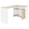 Bureau d'angle en bois LIVERPOOL - Blanc - DIAGONE - 3 tiroirs - Conte...