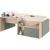 Lit combiné enfant 90x190/200 cm JADE - Chêne / Vert céladon - Bureau ...