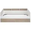 Parisot Lit banquette 2 tiroirs 90 x 200/190 cm - MDF - Mat décor chêne et blanc - JOY - 2339ENSE