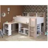 PARISOT Lit combiné enfant avec bureau rétractable - Décor blanc et ch...
