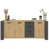 Parisot Buffet LOFT - Décor chêne artisan et mélamine gris ombre - 3 p...