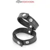 Fetish Tentation - Dubbele Cockring - Kunstleer - Zwart