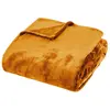 Plaid flanelle Cuddly jaune moutarde 180x230cm Atmosphera Créateur D'intérieur