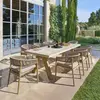 Hespéride - Table de jardin bistro ronde en aluminium effet bois 2 pla...