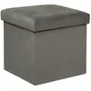 Pouf pliant Lilou en velours 38x38cm gris Atmosphera Créateur D'intérieur