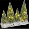 Accessoire pour Village de Noël 4 Sapins lumineux 20 LED sur support e...