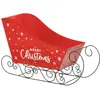 Traineau de Noël en Métal Cher Père Noël 65cm Rouge
