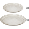 Merkloos / Sans marque Aardewerk Serviesset 6 persoons Flower Beige 12-delig - Beige