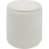 Pouf coffre bouclette Kaydi blanc D35cm - Atmosphera createur d'interieur
