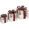 Atmosphera Cadeautjes met kerstlint, LED, set van 3