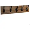 Patère - ATMOSPHERA - Bois MDF - 5 Crochets - Métal Noir - 49,5 cm - Contemporain
