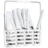Set De Couverts Pour 6 Personnes Avec Support, Acier Inoxydable, Blanc