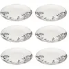 SECRET DE GOURMET Assiettes Plates - White Floral - Lot de 6 - Porcelaine - Blanc & Noir