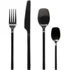 SECRET DE GOURMET Ménagère Modern Wood en Acier inoxydable - 24 pièces - Noir Mat