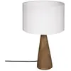 Lampe à poser - ATMOSPHERA - Pied en Bois - Abat-jour Blanc - H 46 cm