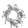 Couronne de Noël Branches argentées et pailletées avec baies rouges D ...