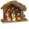 FEERIC LIGHT & CHRISTMAS Verlichte kerststal met beelden - L18 x B8 x H13,5 cm - op batterijen