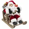 Objet déco de Noël - Atmosphera - Père Noël sur Luge - 26cm - Velours ...