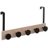 Patère de Porte - 5five - 50cm - Bois Noir & Beige - 5 Accroches - Design Contemporain