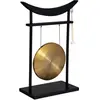 Atmosphera - Grand Gong Toa en métal doré et bois H 69.5 cm Noir