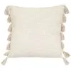 HOMEMAISON Coussin - ATMOSPHERA - Ivoire - 50 x 50 cm - Déhoussable - 14 Pompons