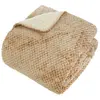 Plaid flanelle effet sherpa Lyno beige lin 170x130cm - Atmosphera crea...