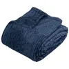 Plaid flanelle côtelé Arum bleu encre 240x220cm - Atmosphera createur ...