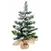 Merkloos / Sans marque Blooming kunst (tafel)kerstboom - 50 cm - groen - Ø 29 cm - 54 tips - besneeuwd - jute zak