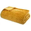 Plaid - Atmosphera - 3D Losange - Jaune moutarde - 180x230 cm - Polyester
